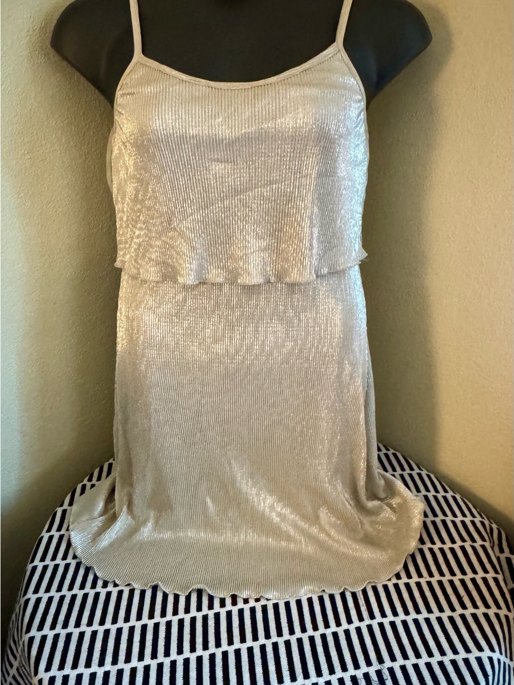 Vanity Metallic Ivory Mini Slip Dress